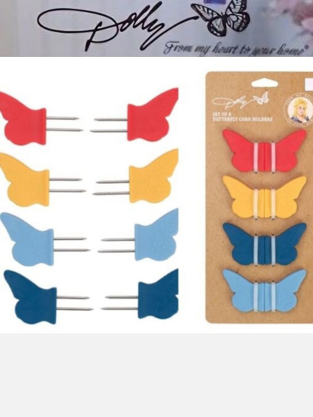 Dolly Parton Butterfly Corn Holders - Set Of 8